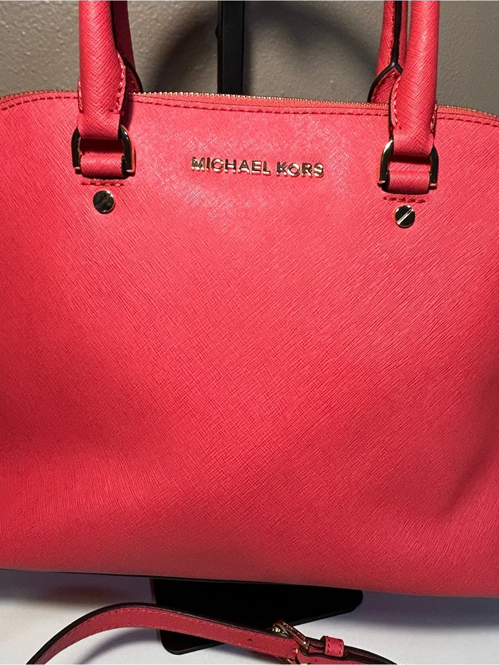 Michael Kors Cindy Coral Medium Satchel Crossbody Strap